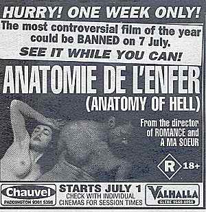 Anatomie de l'enfer poster