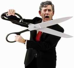Gordon Brown wielding the scissors