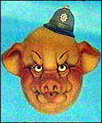 pig with policeman's helmet
