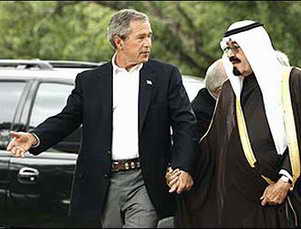 Bush holding hands with Saudi
